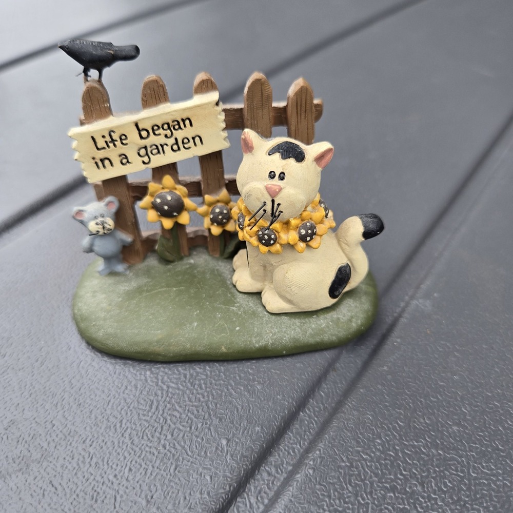 Blossom Bucket Suzi Skoglund Cat Life Began In A Garden Figurine Sunflowers